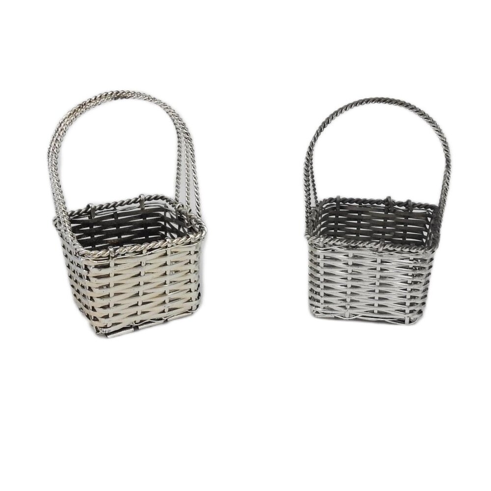 Vintage Mesh Wire Mini Baskets Silver Plated Department 56 Set of 2